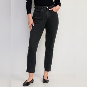 Old Navy OG Straight High Rise Secret Slim Jeans in Black women's size 14
